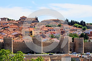 Medieval Romanesque walls of Avila in Spain