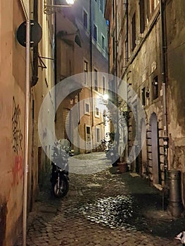 Medieval Rome, alleyway in the evening