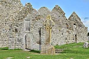 Medieval ruins in Clonmacnoise in Ireland