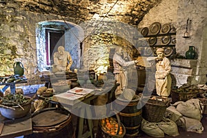 A medieval scene from the Great Kitchens in Stirling Castle, Scotland