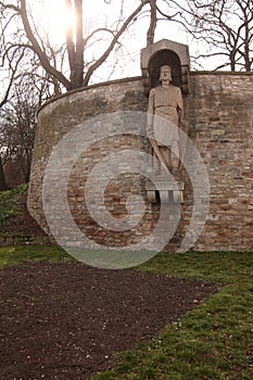 Medieval sculpture of King Henry the Fowler in Merseburg, Germany