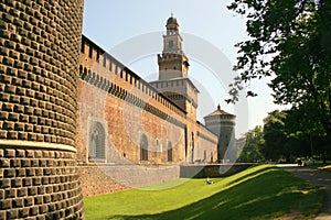 Medieval sforza castel, milan photo