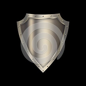 Medieval shield on black background.