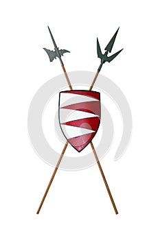 Medieval shield with two halberds