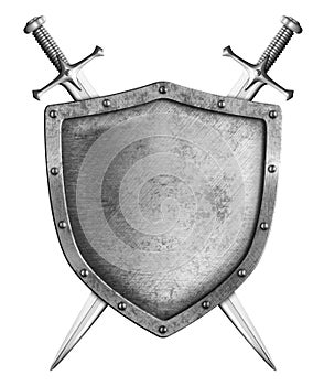 Medieval shield with two swords coat of arms