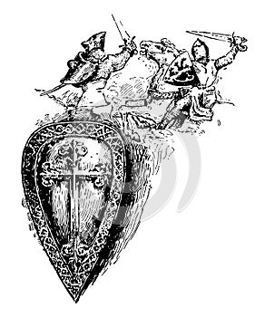 Medieval Shields from the 13th and 14th Centuries, vintage illustration