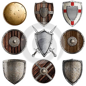 Medieval shields collection #3 isolated