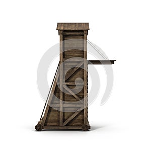 Medieval Siege Tower on white. 3D illustration