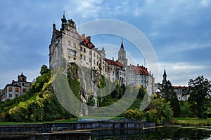 Medieval Sigmaringen castle on mountain near Danube River, Baden-Wurttemberg, Germany.