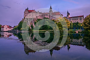 Medieval Sigmaringen castle on mountain near Danube River, Baden-Wurttemberg, Germany.