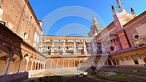 The medieval Small Cloister of Certosa di Pavia Monastery, Italy