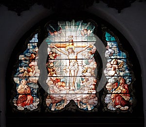 Medieval stained glass pane