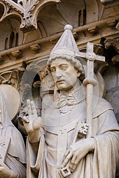 Statue of Pope Sylvester at Notre Dame, Paris