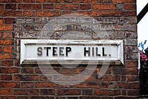 Medieval Steep Hill road sign