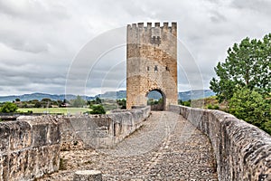 Medieval stone bridge in Frias, Spain photo
