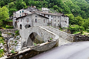 Medieval stone bridge in Tuscany, Italy