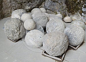 Medieval stone cannonballs