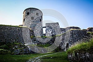 Medieval stone castle on the hill