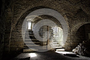 Medieval stone cellar photo