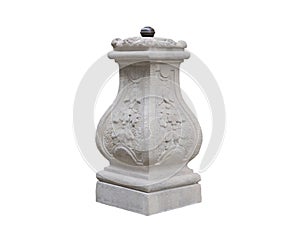 medieval stone column for the stairs of the entrance to house on a white background