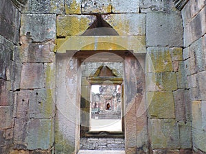 Medieval Stone Doorway in Prasat Muang Tam Temple Complex, Buriram Province