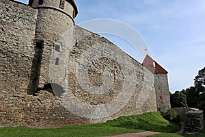 Medieval stone fortress old buildings in Tallinn Estonia. Capital baltic europe traditional city