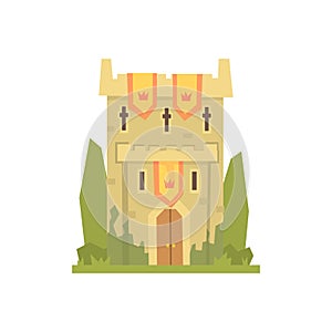 Medieval stone fortress tower, ancient architecture building vector Illustration