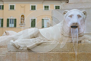Stone lion to the Piazza Federico II - Jesi Italy photo