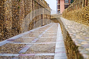 Medieval stone wall of the Unesco city of Leon, Spain. photo