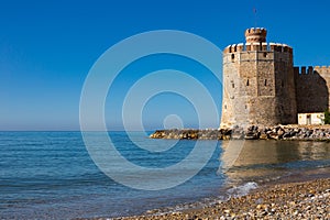 Medieval stone walled castle Mamure Kalesi on Mediterranean coast, Turkey