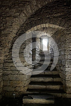 Medieval stone window photo