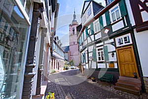 Medieval street with half-timbered houses