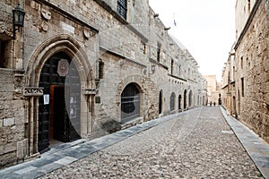 Medieval Street of the Knights,Ippoton, in Old town of Rhodes, Greece