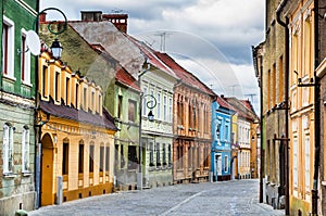 Medieval street in Brasov, Romania photo