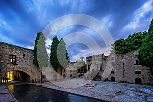 Medieval street in the old town of Rhodes