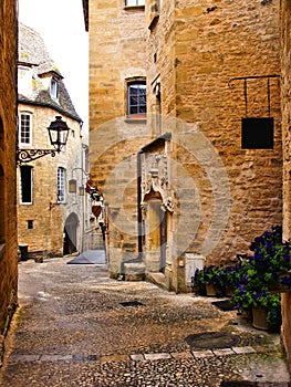 Medieval street in the old town of Sarlat, Dordogne, France