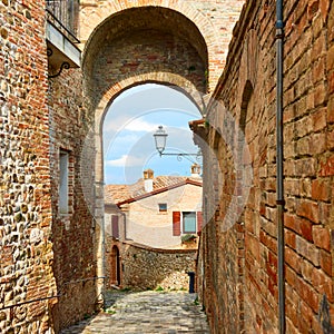 Medieval street in Santarcangelo di Romagna photo