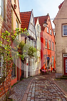 Medieval street Schnoor in Bremen, Germany photo