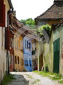 Medieval street in Sighisoara.