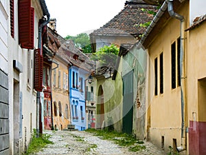 Medieval street in Sighisoara.