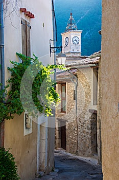 Medieval street in the village of Serres, Hautes-Alpes, France photo