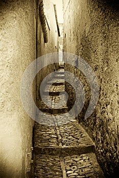 The medieval streets of erice, vintage style