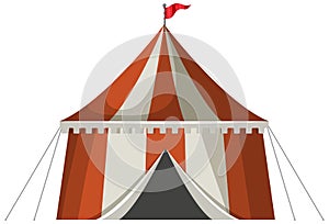 Medieval striped pavillon tent isolated