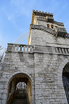 A medieval-style tower on Akhun Mountain at an altitude of 663 meters, built in 1936