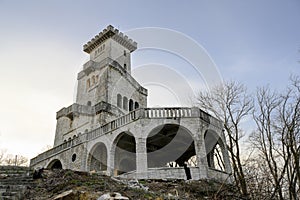 A medieval-style tower on Akhun Mountain at an altitude of 663 meters, built in 1936