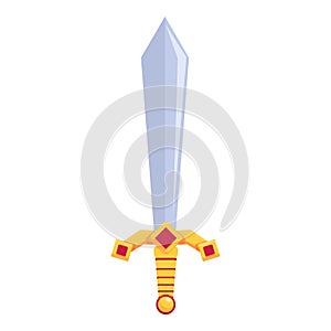 Medieval sword icon cartoon vector. King knight sword