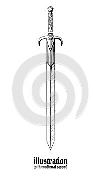 medieval sword isolated on white background