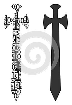 Medieval Sword Mosaic of Binary Digits