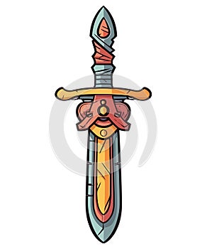 Medieval sword sharp blade, symbol of strength