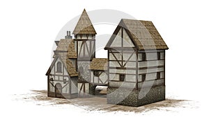 Medieval taverne - isolated on white background